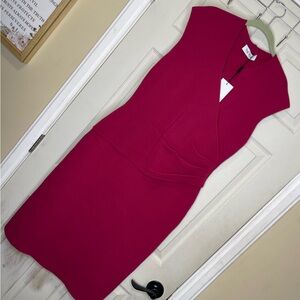 The Fold Valerio Sculpt Knit Dress Size 12 Berry Pink Sleeveless Stretch Career